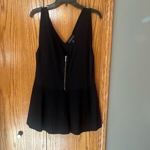 Black Sleeveless Peplum Top
